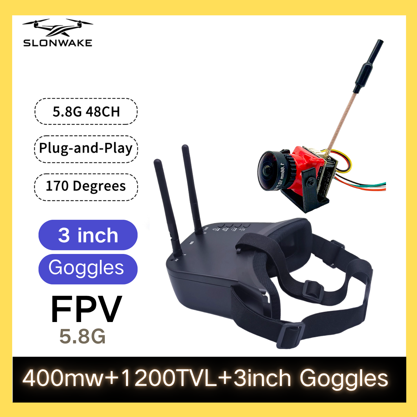 SLONWAKE 5.8G 48CH FPV 400mw V - Drone Racing Receiver reseña y precio
